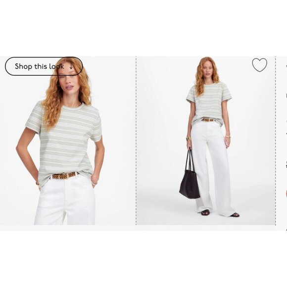 Madewell Womens Cotton Crewneck Tee Striped Dusty Caledon Size S NT716 - Picture 1 of 6